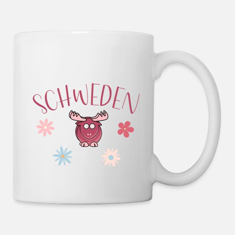 Schweden Elch Blumen - Tasse - Weiß