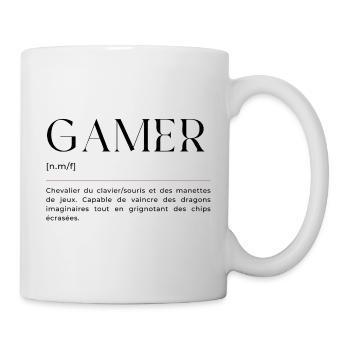 Gamer - Texte stylé - Cadeau parfait pour gamers - Mug blanc - blanc - Droite