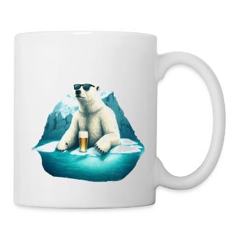 Ours polaire cool avec bière et lunettes de soleil - Mug blanc - blanc - Droite