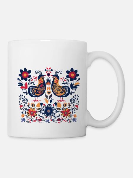 Les oiseaux vintage - Mug blanc - blanc
