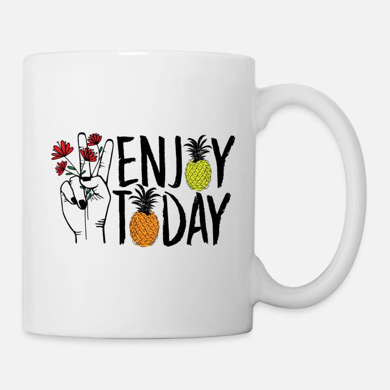 enjoy today black - Mug - white