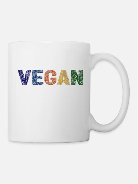 Vegan pattern - couleurs primaires - Mug blanc - blanc