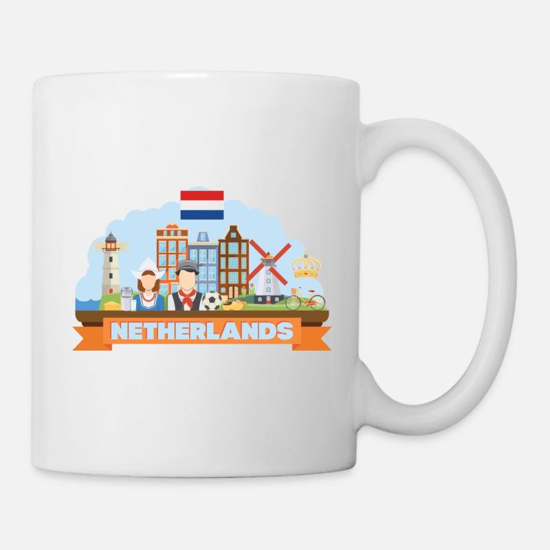 Netherlands travel flat composition - Mug - white