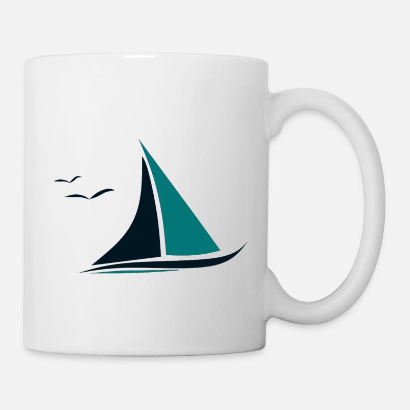Voilier, Mouettes,Mer, Voile - Mug blanc - blanc