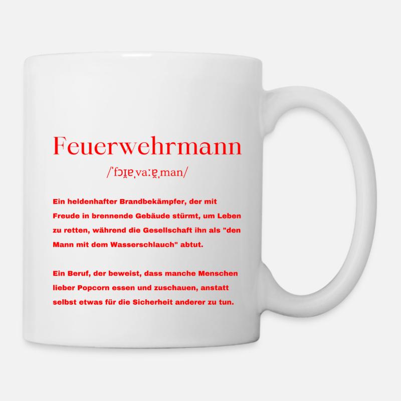 Feuerwehrmann Definition - Tasse - Weiß