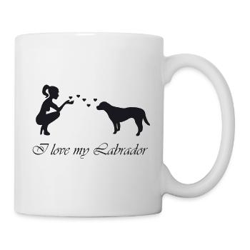 Labrador mit Frau - Tasse - Weiß - Rechts