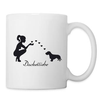 Rauhaardackel mit Frau - Tasse - Weiß - Rechts