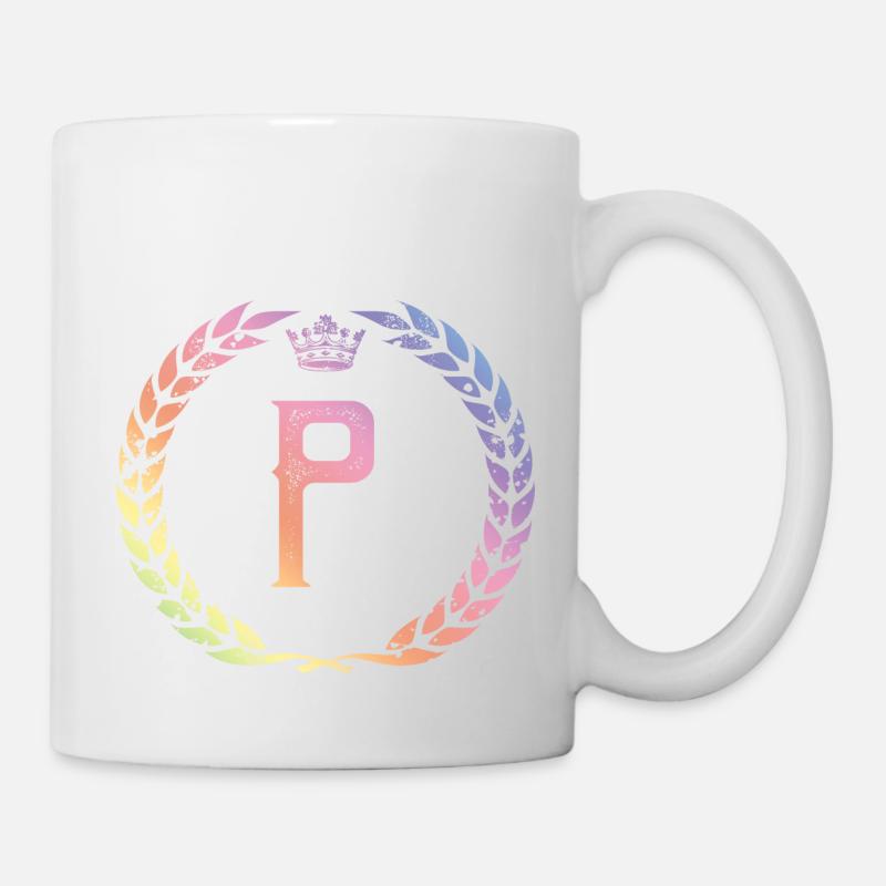 P letter wreath - Mug - white