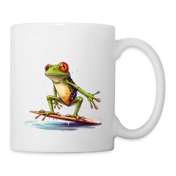 Frosch auf dem Surfbrett - Tasse - Weiß - Rechts
