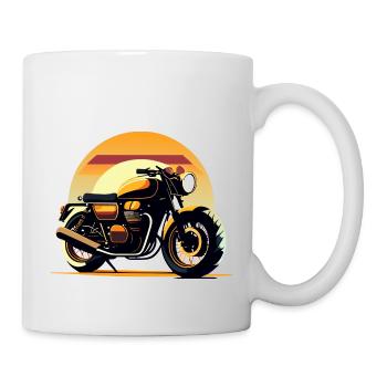 Moto au coucher du soleil - Mug blanc - blanc - Droite