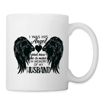 i was his angel now he is mine Husband - Mug - white - Right
