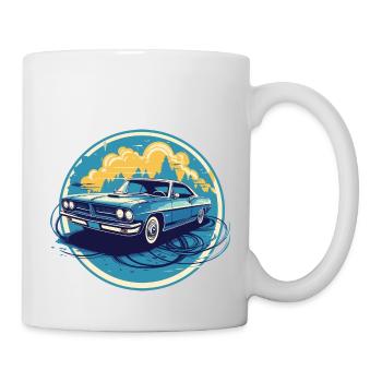 Voiture classique américaine vintage bleue - Mug blanc - blanc - Droite