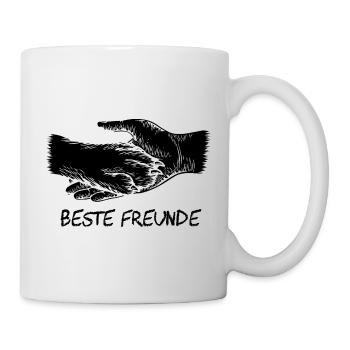 Hund und Herrchen, Beste Freunde Silhouette - Tasse - Weiß - Rechts
