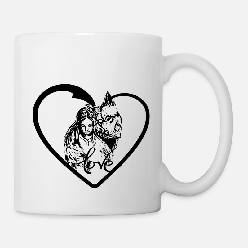 Liebe zwischen einem Mädchen und einem Hund - Tasse - Weiß