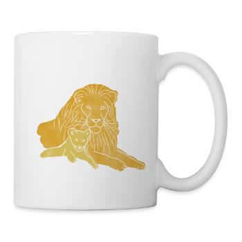 "Lion", Boho Line Art Design, Series "Big 5" - Mug - white - Right
