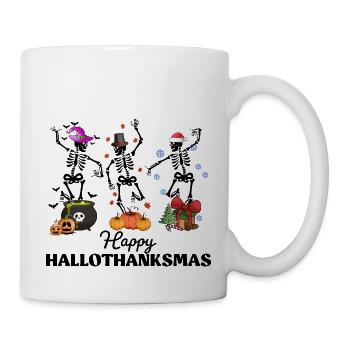 Hallothanksmas Funny Dancing Skeletons - Mug - white - Right