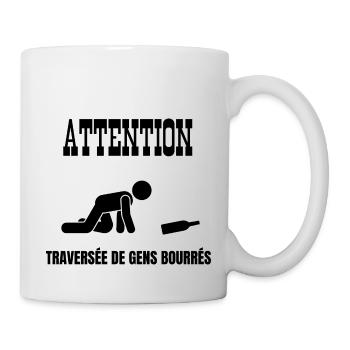 attention traversée de gens bourrés - Mug blanc - blanc - Droite