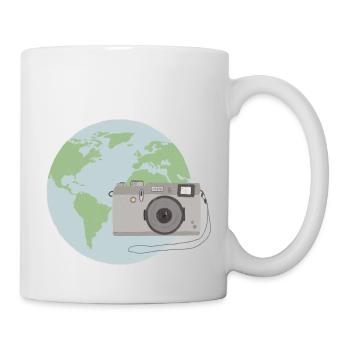 Weltkugel mit Kamera - Tasse - Weiß - Rechts