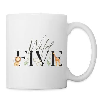 Wild Fifth Birthday Safari Zoo Themed Animals 5 - Mug - white - Right