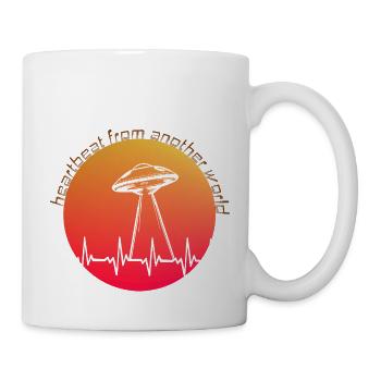 UFO, heartbeat, heartbeat, sunset - Mug - white - Right