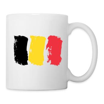 Belgien Flagge / Pinsel - Tasse - Weiß - Rechts
