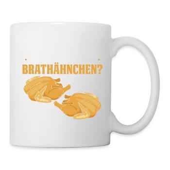 Was ist besser als ein Brathähnchen? Zwei Brathähn - Tasse - Weiß - Rechts