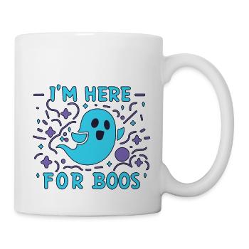Spooky Cute Kawaii Ghost Design – Im Here For Boos - Mug - white - Right
