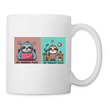 Faultier Arbeiten Geschenk - Tasse - Weiß - Rechts