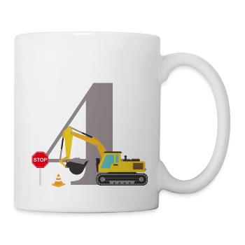 4e anniversaire pelleteuse - Mug blanc - blanc - Droite