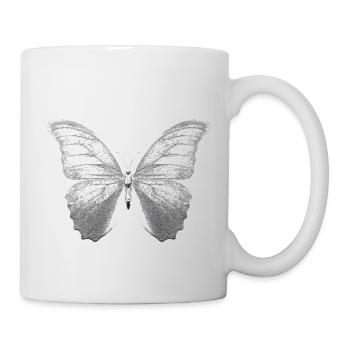 Black butterfly with inspirational saying - Mug - white - Right