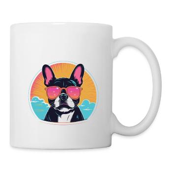 Französische Bulldogge - Tasse - Weiß - Rechts