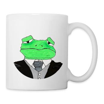 lo Chef - Frosch grün Anzug gute Laune - Tasse - Weiß - Rechts
