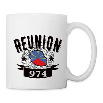 Geschenkidee Flaggenkarte La Réunion 974 - Tasse - Weiß - Rechts