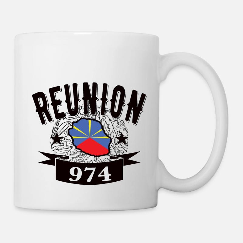 Geschenkidee Flaggenkarte La Réunion 974 - Tasse - Weiß