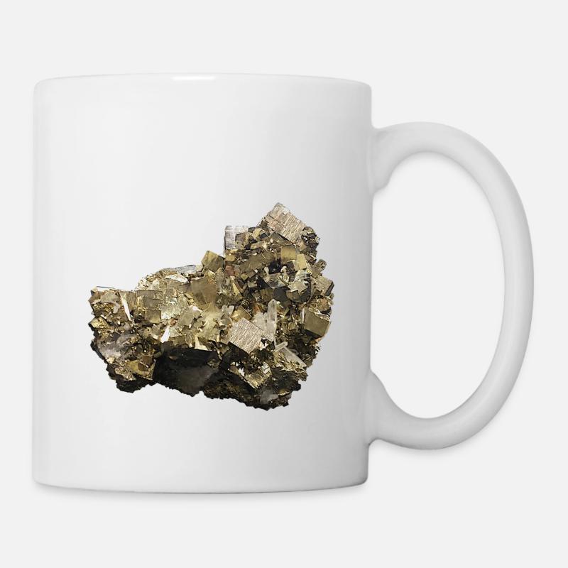 Pyrit Schwefelkies Katzengold Mineral Kristall - Tasse - Weiß