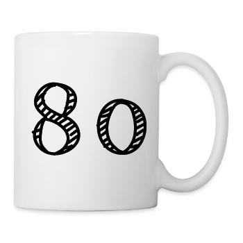 80. 80 JAHRE. 80-JÄHRIGES JUBILÄUM. 80. GEBURTSTAG. - Tasse - Weiß - Rechts