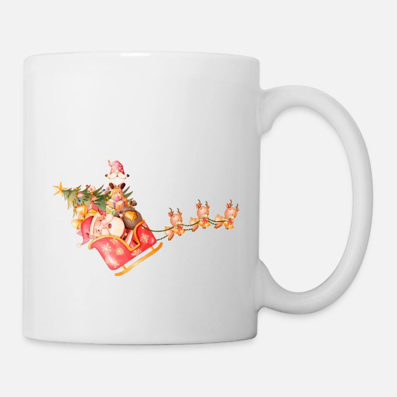 Gnomes voyageant avec le Père Noël - Mug blanc - blanc