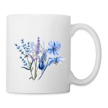 Simple watercolor wild blue flowers - Mug - white - Right