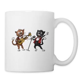 Two happy cats making music together. - Mug - white - Right
