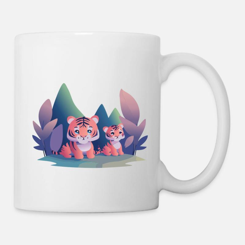 Playing Tiger Cubs (Dreamy Animals Collection) - Mug - white