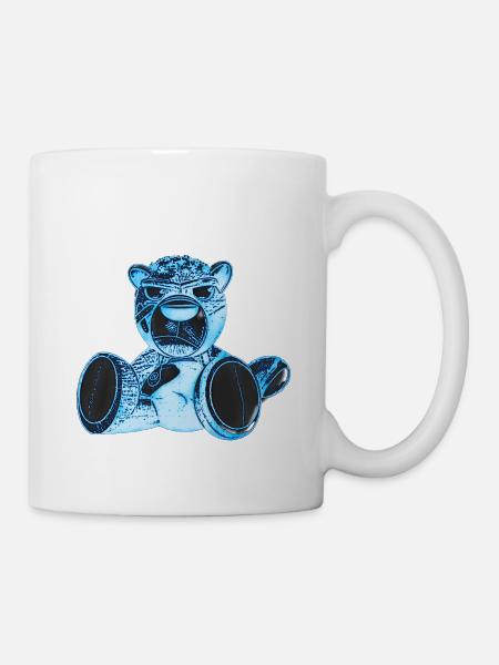 Creepy Teddy Blue - Mug - white