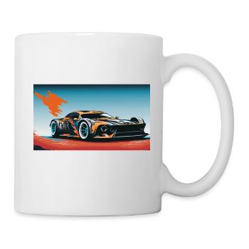 Voiture de course colorée - Mug blanc - blanc - Droite