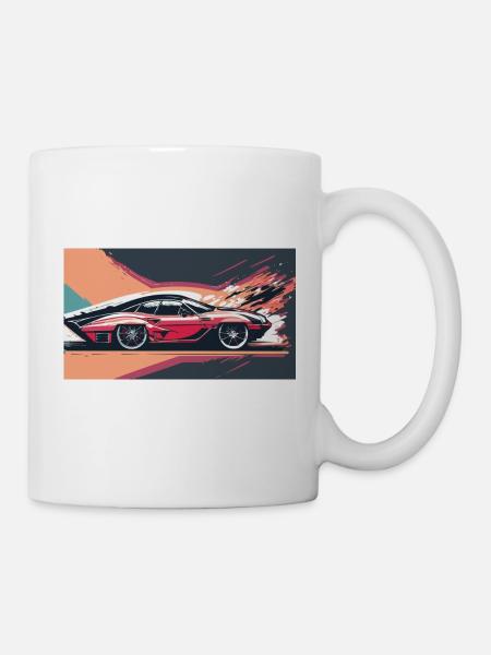 Voiture de course au coucher du soleil - Mug blanc - blanc