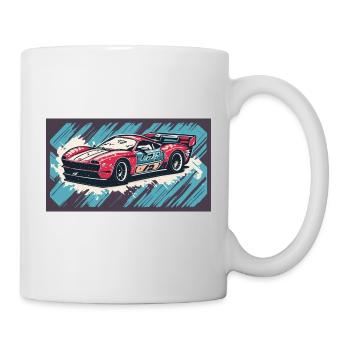 Voiture de course Rouge-Bleu - Mug blanc - blanc - Droite