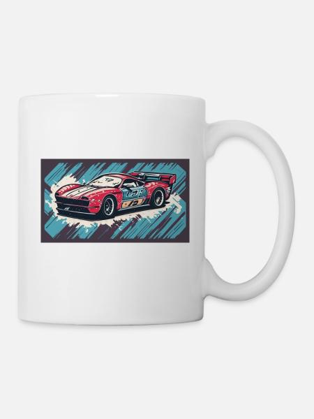 Voiture de course Rouge-Bleu - Mug blanc - blanc