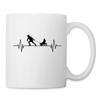 Sledding, heartbeat, tobogganing, winter sports - Mug - white - Right