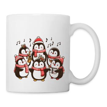 Festliche Pinguin-Sternsinger, die Weihnachtslieder singen - Tasse - Weiß - Rechts
