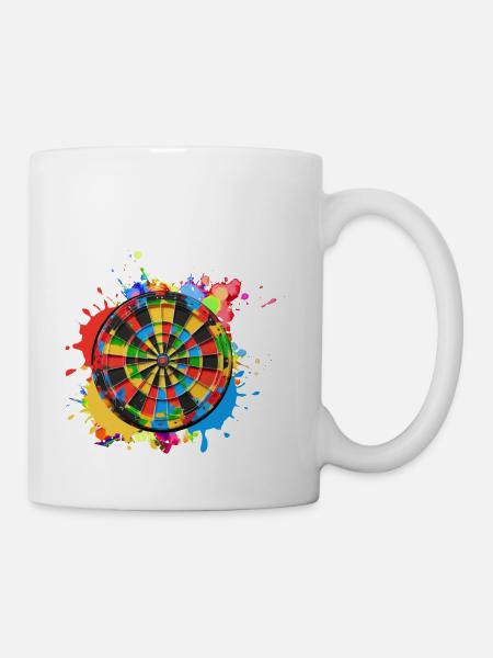 Darts, darf, bunt, dartscheibe - Tasse - Weiß