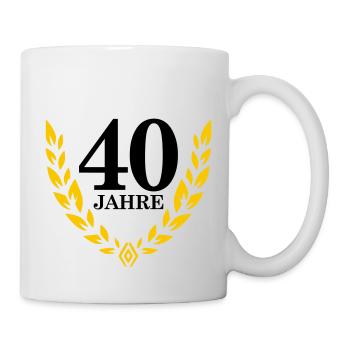 Jubiläum 40 Jahre Lorbeerkranz - Tasse - Weiß - Rechts