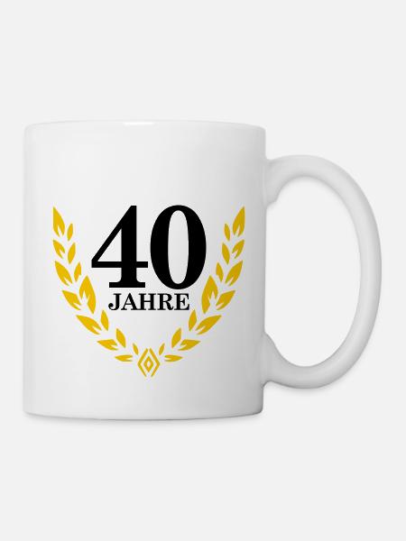 Jubiläum 40 Jahre Lorbeerkranz - Tasse - Weiß